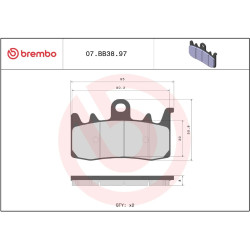 Plaquettes de frein BREMBO métal fritté - 07BB3897