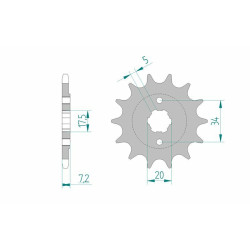 Kit chaîne AFAM 520XLR2 13/44 standard - couronne standard