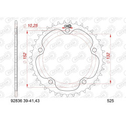 Kit chaîne AFAM 525XSR2 16/39 super-renforcé - couronne standard