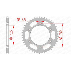 Kit chaîne AFAM 520XMR3 14/47 standard - couronne standard