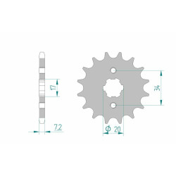 Kit chaîne AFAM 428XMR2 15/48 - couronne standard