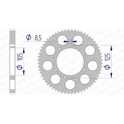 Kit chaîne AFAM 428R1 11/62-140 - couronne standard aluminium