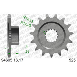 Kit chaîne AFAM 525XHR3 16/39-114 - couronne standard