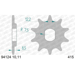 Kit chaîne AFAM 415 F - 11/40-94 - Couronne alu standard