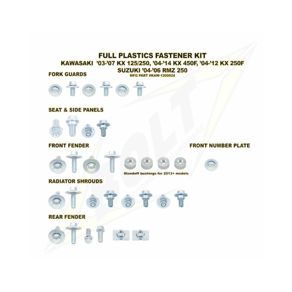Kit vis complet de plastiques Bolt Kawasaki KX-F250/450