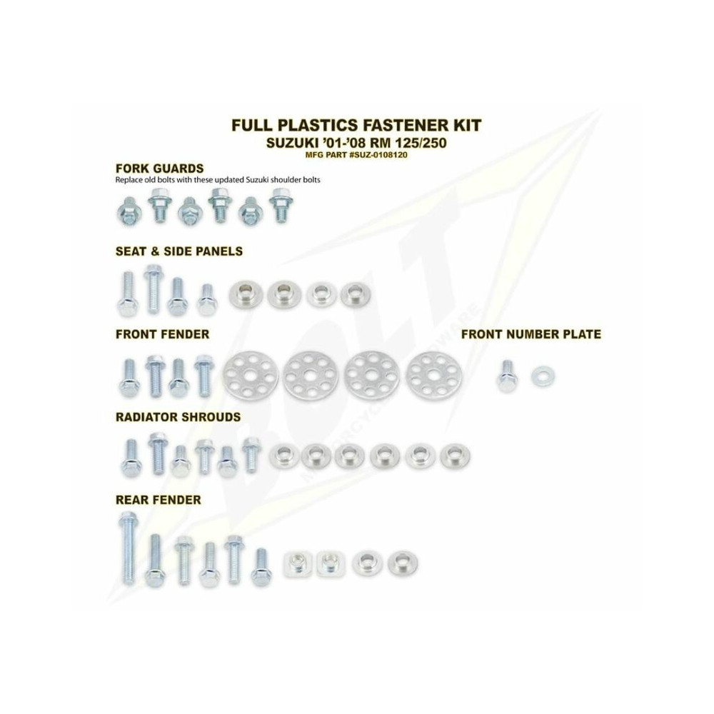 Kit vis complet de plastiques Bolt Suzuki RM125/250