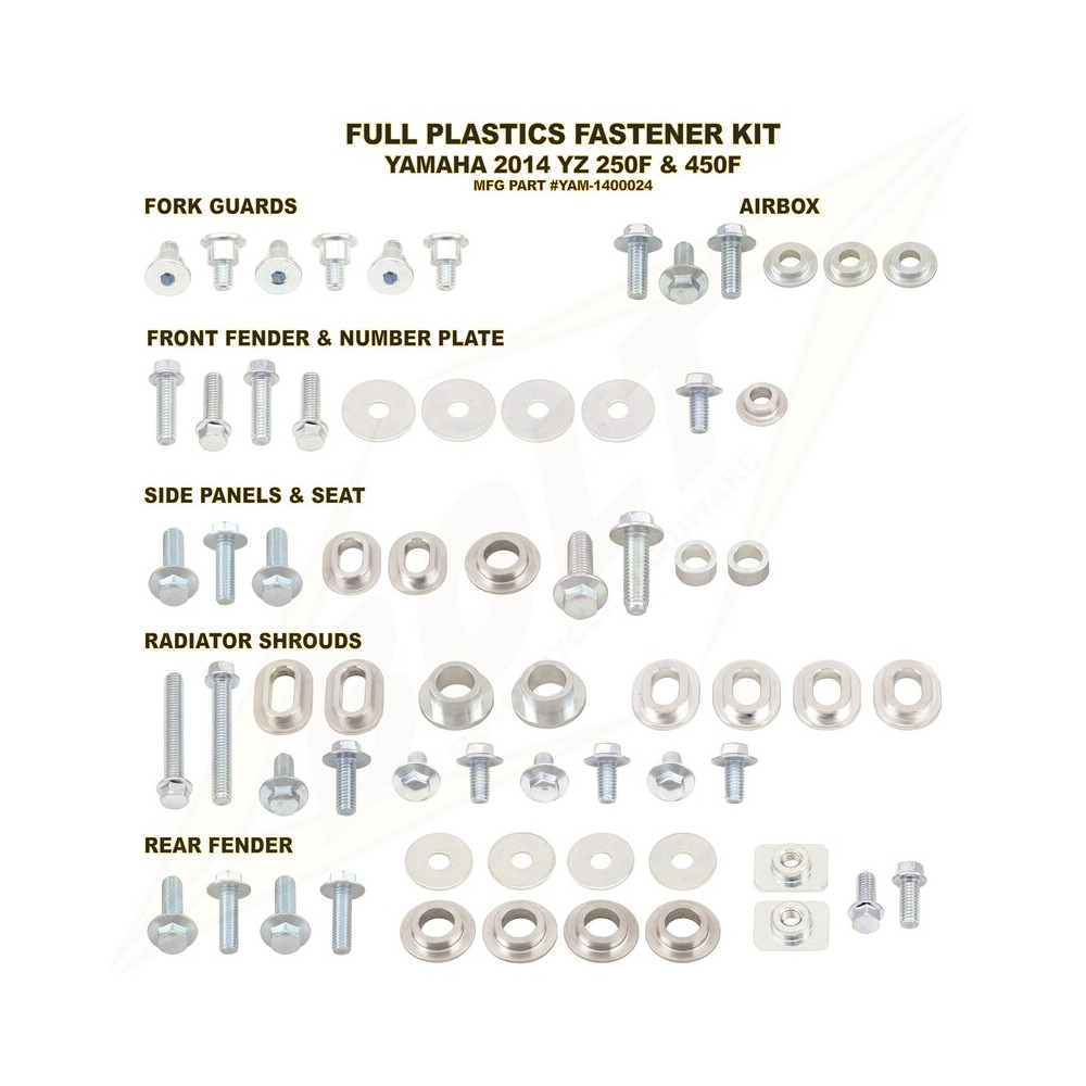 Kit vis complet de plastiques Bolt Yamaha YZ250/450-F