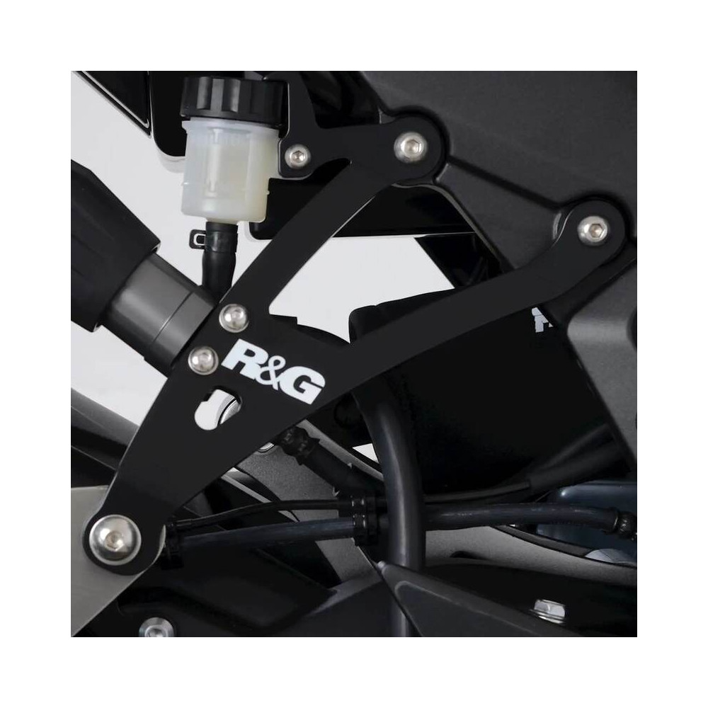 Kit de suspension d'échappement et caches orifice repose pieds arrière R&G RACING