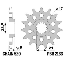 Kit chaîne EK/PBR 520 MRD7 - 13/50-114 - Couronne acier standard