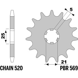 Kit chaîne EK/PBR 520M3 - 14/49-112 - Couronne alu standard