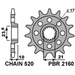 Kit chaîne EK/PBR 520M3 - 13/50-114 - Couronne alu standard