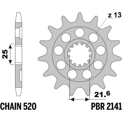 Kit chaîne EK/PBR 520M3 - 13/50-114 - Couronne alu standard
