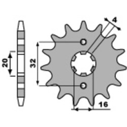 Kit chaîne EK/PBR 428 ZVX - 14/48-128 - Couronne acier standard