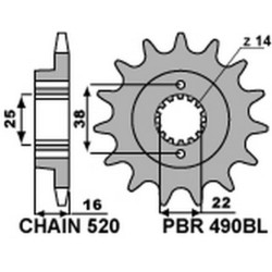 Kit chaîne EK/PBR 520 SRX2 - 15/41-102 - Couronne acier standard
