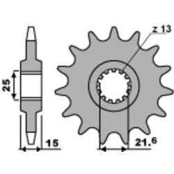 Kit chaîne EK/PBR 525 SRX2 - 15/45-108 - Couronne acier standard
