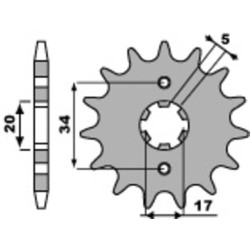 Kit chaîne EK/PBR 428 ZVX - 15/42-124 - Couronne acier standard