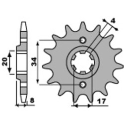Kit chaîne EK/PBR 520 ZVX3 - 14/38-102 - Couronne acier standard
