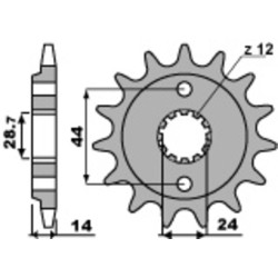 Kit chaîne EK/PBR 525 SRX2 - 16/45-124 - Couronne acier standard
