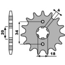 Kit chaîne EK/PBR 428 DEH - 14/43-116 - Couronne acier standard