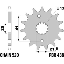 Kit chaîne EK/PBR 520 SRX2 - 14/45-108 - Couronne acier standard