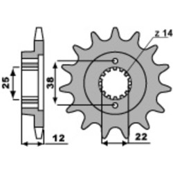 Kit chaîne EK/PBR 520 SRX2 - 15/38-106 - Couronne acier standard