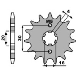Kit chaîne EK/PBR 428 DEH - 14/43-118 - Couronne acier standard