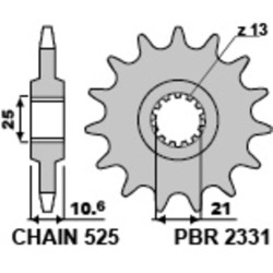 Kit chaîne EK/PBR 525 SRX2 - 14/44-116 - Couronne acier standard