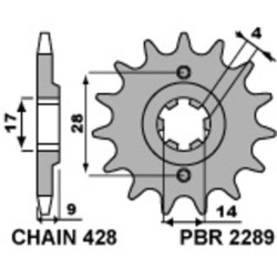 Kit chaîne EK/PBR 428 ZVX - 13/60-136 - Couronne acier standard