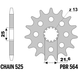 Kit chaîne EK/PBR 525 SRX2 - 15/48-118 - Couronne acier standard