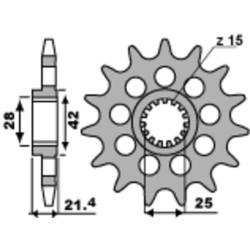 Kit chaîne EK/PBR 525 SRX2 - 16/44-108 - Couronne acier standard