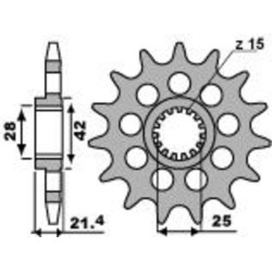 Kit chaîne EK/PBR 525 ZVX3 - 16/44-108 - Couronne acier standard