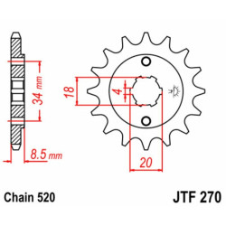 Kit chaîne EK/JT 520SRX2 14/40 - couronne standard