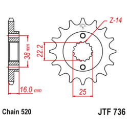 Kit chaîne EK/JT 520SRX2 15/40 - couronne standard