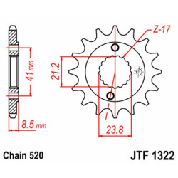 Kit chaîne EK/JT 520SRX2 15/38 - couronne standard