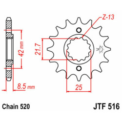 Kit chaîne EK/JT 520SRX2 14/42 - couronne standard