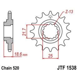 Kit chaîne EK/JT 520ZVX3 15/43 - couronne standard