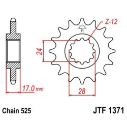 Kit chaîne EK/JT 525SRX2 15/43 - couronne standard