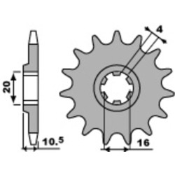 Kit chaîne EK/PBR 428 ZVX - 14/48-134 - Couronne acier standard