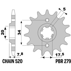 Kit chaîne EK/PBR 520M3 13/48 - couronne ultra-light