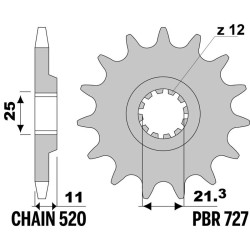 Kit chaîne EK/PBR 520 M3 - 13/48-114 - Couronne acier standard