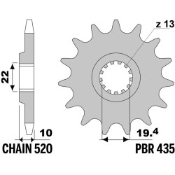 Kit chaîne EK/PBR 520M3 14/50 - couronne ultra-light