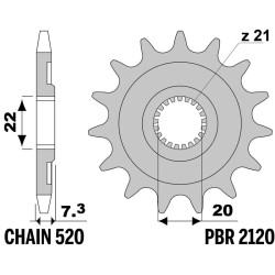 Kit chaîne EK/PBR 520SRX2 13/49 - couronne ultra-light