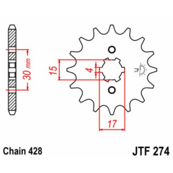 Kit chaîne EK/JT 428SHDR 14/50 - couronne standard