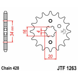 Kit chaîne EK/JT 428ZVX 16/45 - couronne standard