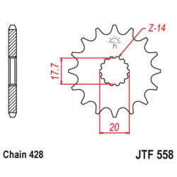 Kit chaîne EK/JT 428ZVX 16/53 - couronne standard