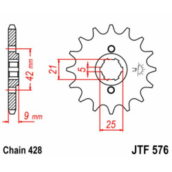 Kit chaîne EK/JT 428ZVX 19/52 - couronne standard