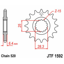 Kit chaîne EK/JT 520SRX2 14/38 - Yamaha YFZ 450 R / YFZ 450