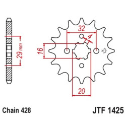 Kit chaîne EK/JT 428ZVX 14/45 - couronne standard