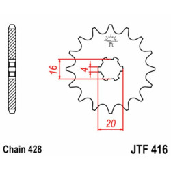 Kit chaîne EK/JT 428ZVX 14/50 - couronne standard