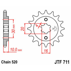 Kit chaîne EK/JT 520SRX2 14/43 - couronne standard